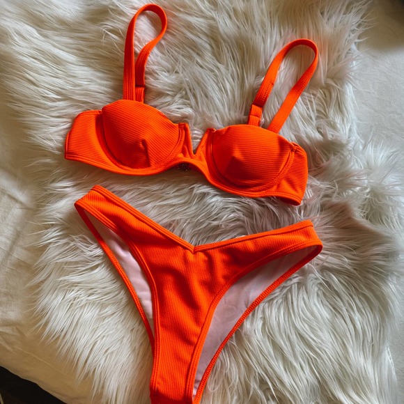 Orange Balconette V Cut Vibrant Bikini - Picture 4 of 11